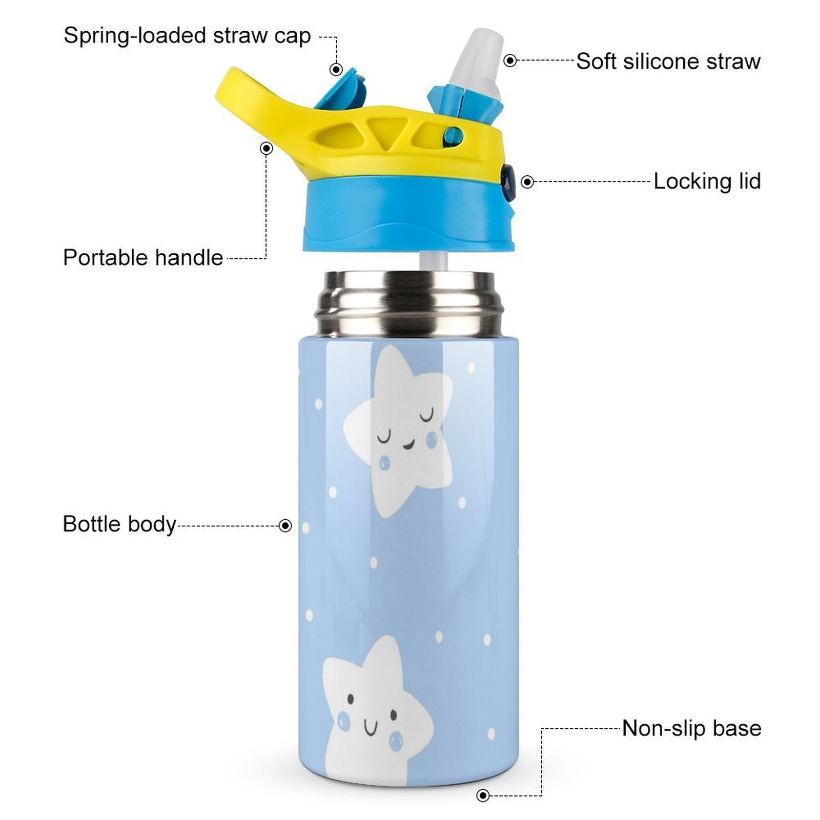 Blue stars - Little Kids Water Bottle Little Kids Water Bottle Printed Offshore Space