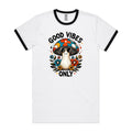 Good Vibes Only, Hippie Mushroom With Sunglasses - Staple Ringer Tee