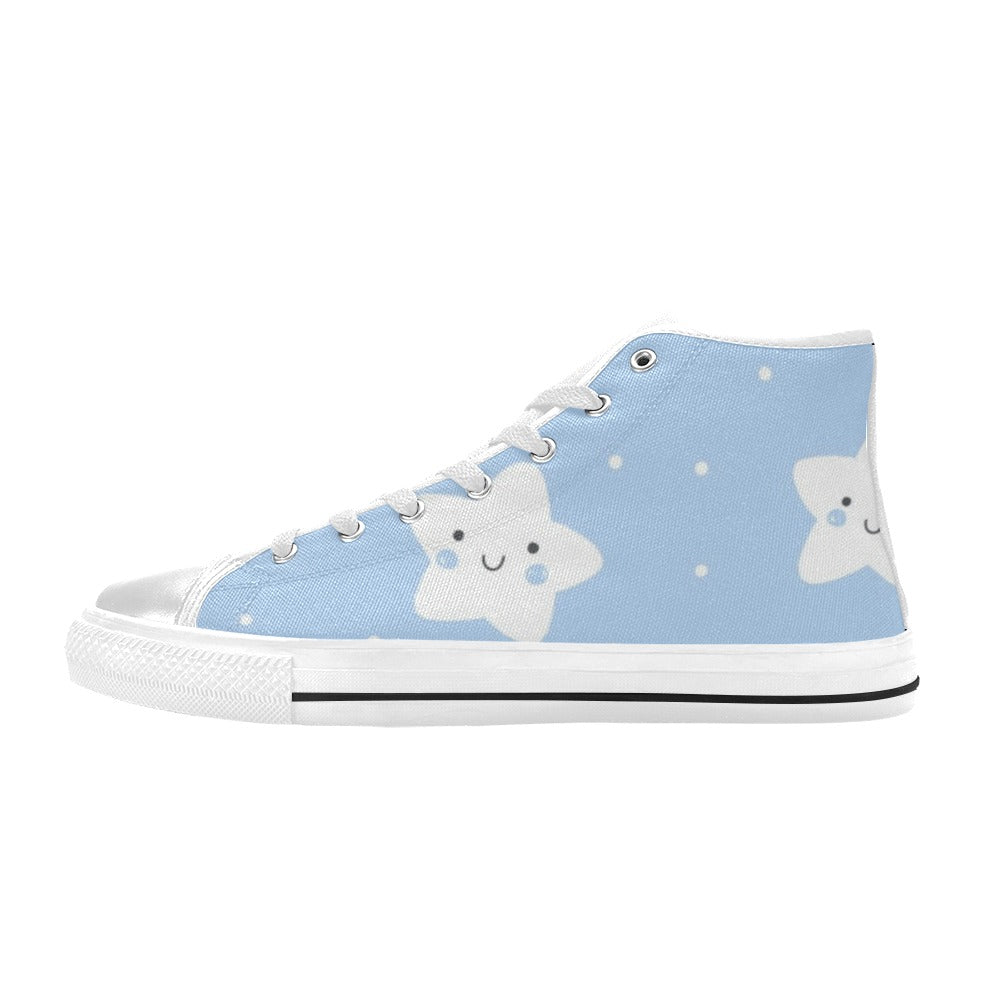 Happy Stars - Kids High Top Canvas Shoes