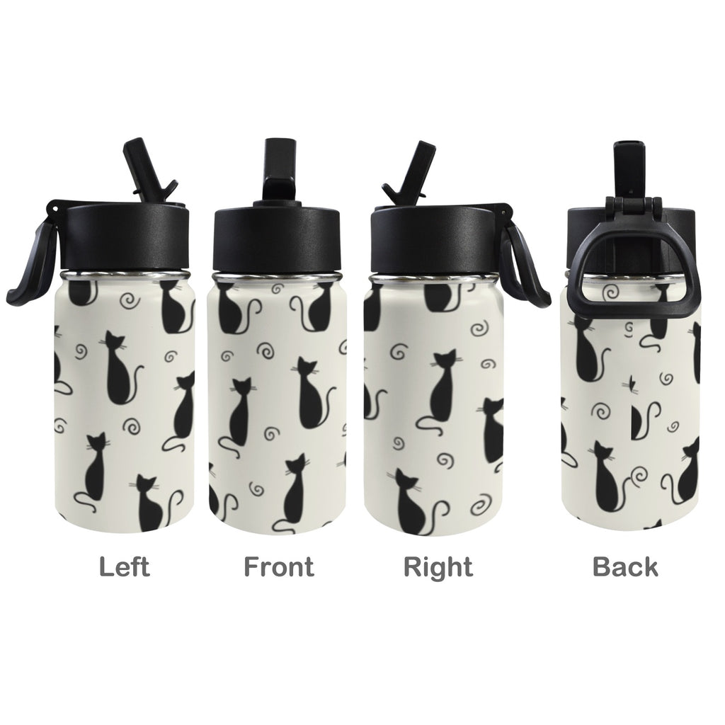 Black Cats 12oz Kids Water Bottle with Straw Lid