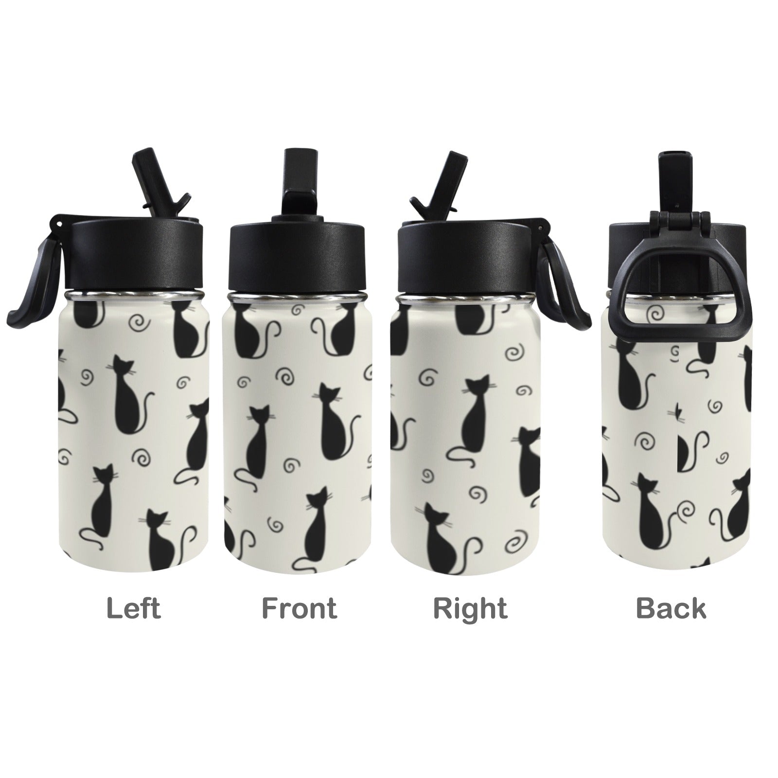 Black Cats 12oz Kids Water Bottle with Straw Lid