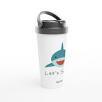 Personalised - Let's Swim - White 15oz Stainless Steel Travel Mug Personalised Travel Mug coffee funny Globally Fulfilled