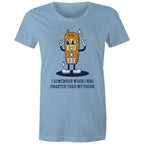 I Remember When I Was Smarter Than My Phone - Womens T-shirt Carolina Blue Womens T-shirt Printed In Australia Retro Tech