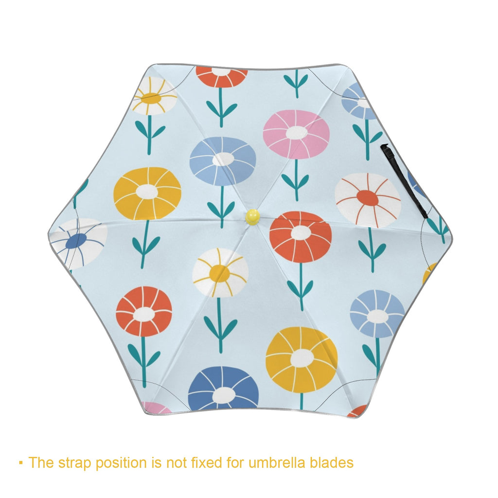 Abstract Cute Flowers Kids Safe Round Corner Umbrella