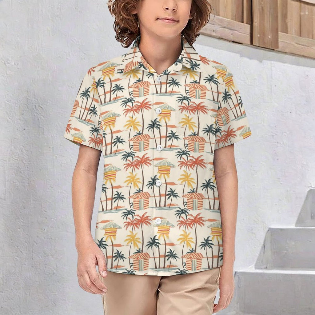 Beach Shack Kids Youth Short Sleeve Button Up Shirt