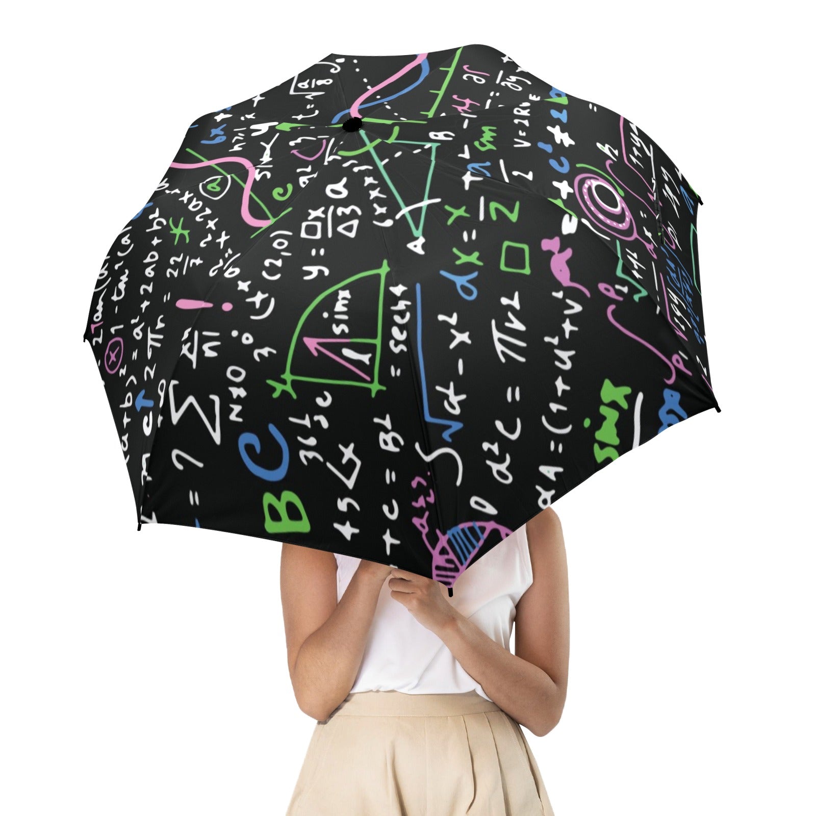 Equations In Green And Pink - Semi-Automatic Foldable Umbrella (Model U12) Semi-Automatic Foldable Umbrella (U12)