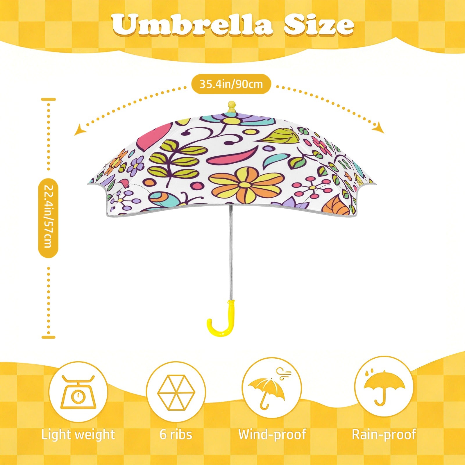 Hippie Butterfly And Flowers Kids Safe Round Corner Umbrella Kids Safe Round Corner Umbrella animal Printed Offshore