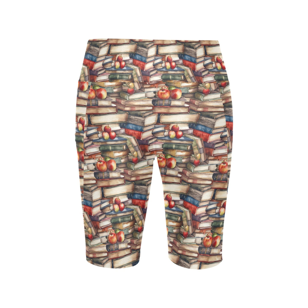 Watercolour Books Women's Bike Shorts With Side Pockets Women's Bike Shorts Printed Offshore Reading