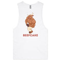 Beefcake - Tank Top Tee White Drop Arm Tank Top Fitness Printed In Australia