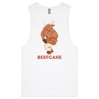 Beefcake - Tank Top Tee White Drop Arm Tank Top Fitness Printed In Australia