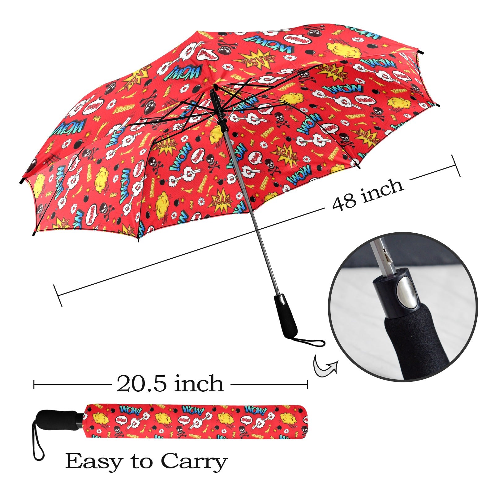 Comic Book Red - Semi-Automatic Foldable Umbrella (Model U12) Semi-Automatic Foldable Umbrella (U12)