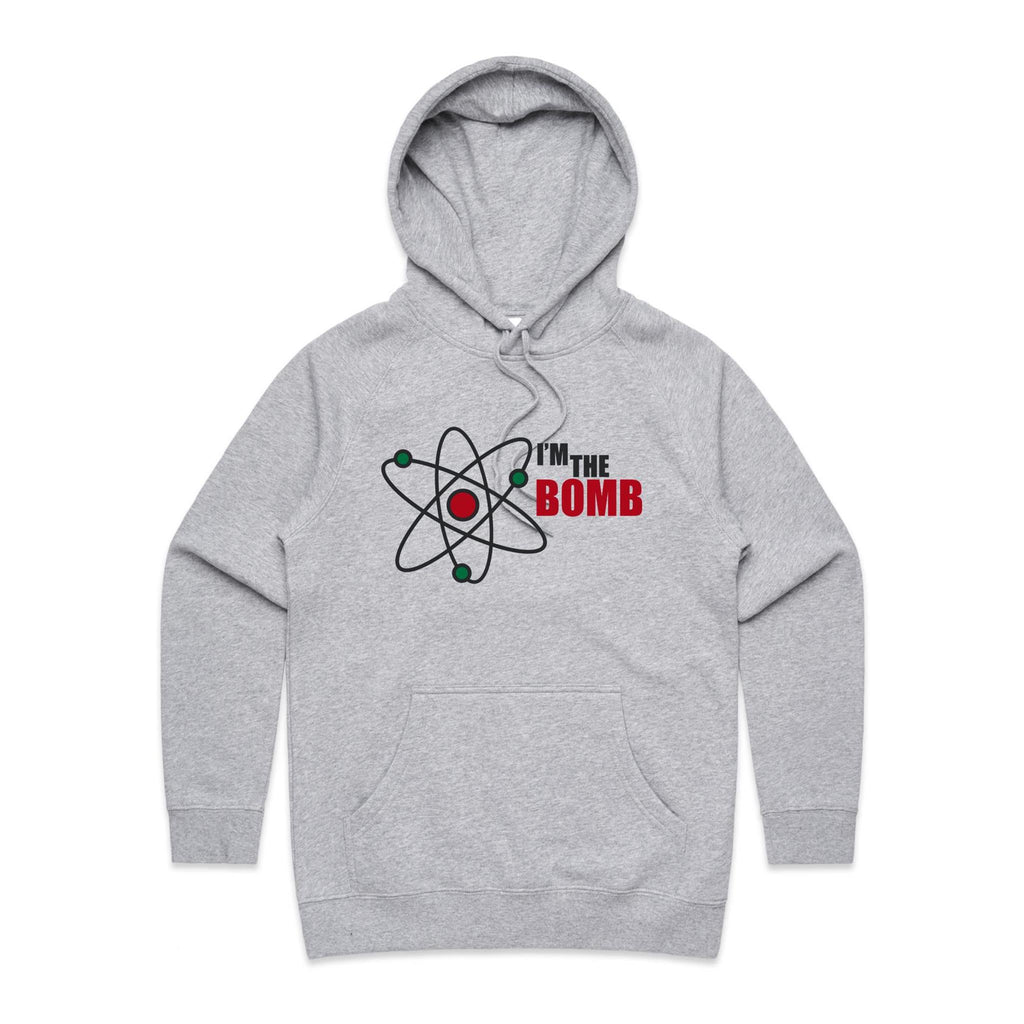 Atom, I'm The Bomb - Womens Hoodie Grey Marle Womens Hoodie Printed In Australia Science