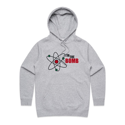 Atom, I'm The Bomb - Womens Hoodie Grey Marle Womens Hoodie Printed In Australia Science