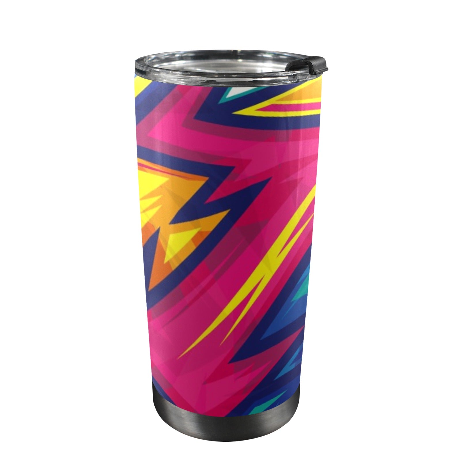 Abstract Bright - 20oz Mobile Tumbler with Lid (Black Lock) One Size 20oz Travel Mug Printed Offshore