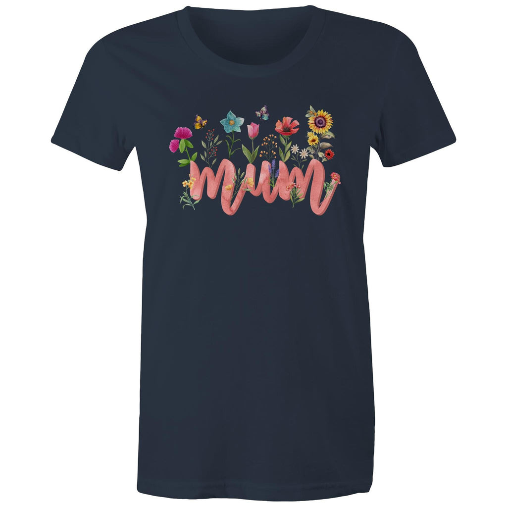 Mum, Flowers And Butterflies - Womens T-shirt