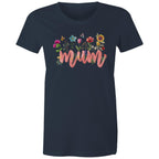 Mum, Flowers And Butterflies - Womens T-shirt