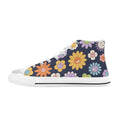 Groovy Flowers Men's High Top Canvas Shoes US12 Men's Classic High Top Canvas Shoes Plants Printed Offshore Retro