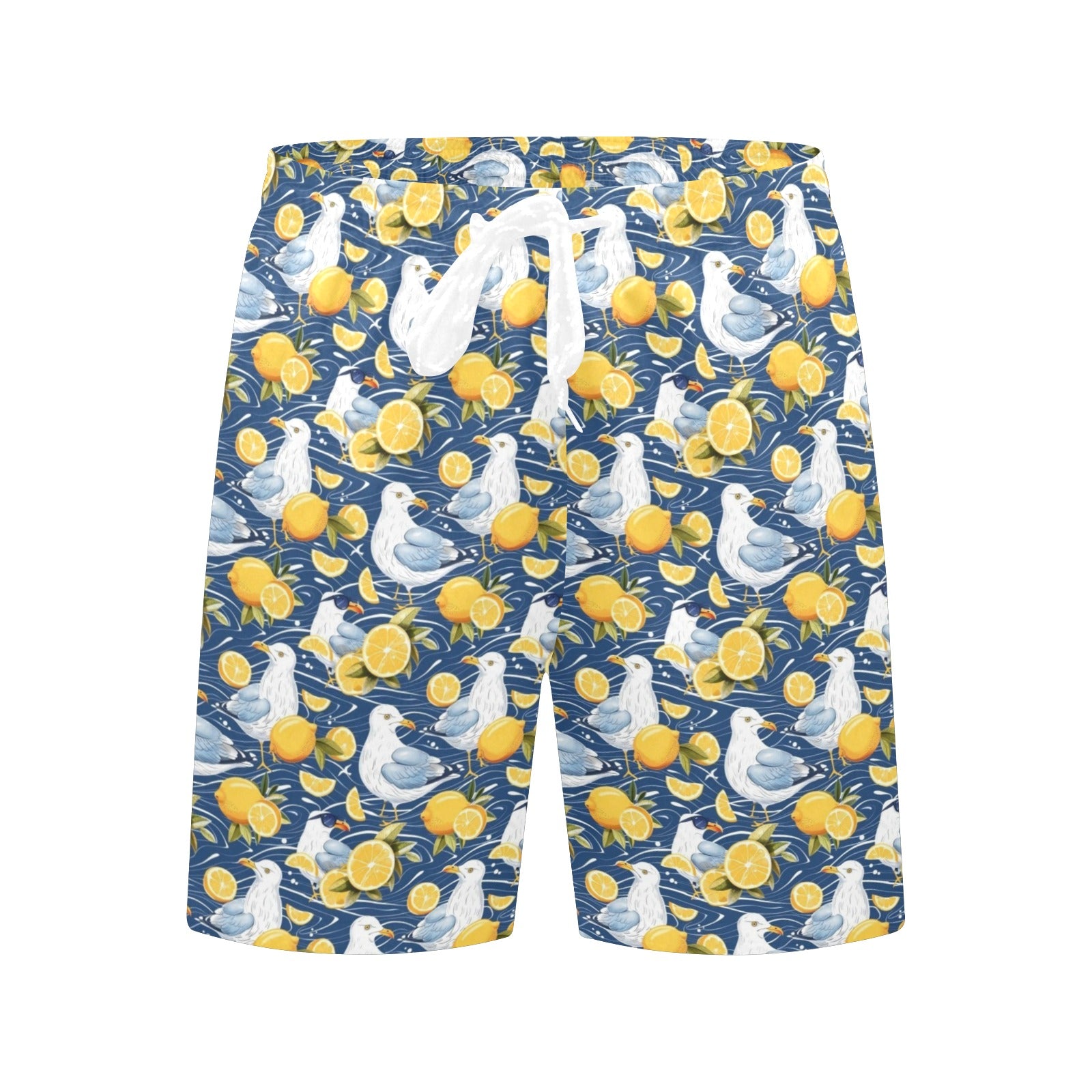 Lemon Seagull Men's Mid-Length Beach Shorts Men's Mid-Length Beach Shorts animal Printed Offshore