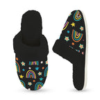 Rainbows Women's Fur Trim Thick-Sole Indoor Slippers Women's Fur Trimmed Slippers Printed Offshore