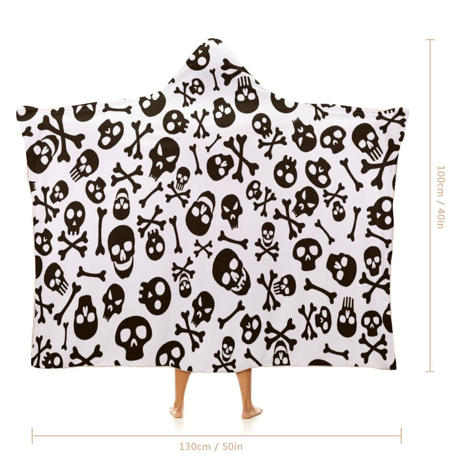Skull And Crossbones Kids Hooded Blanket 100cm x 130cm Kids Hooded Blanket Printed Offshore