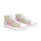 Floral Tabs - Kids High Top Canvas Shoes