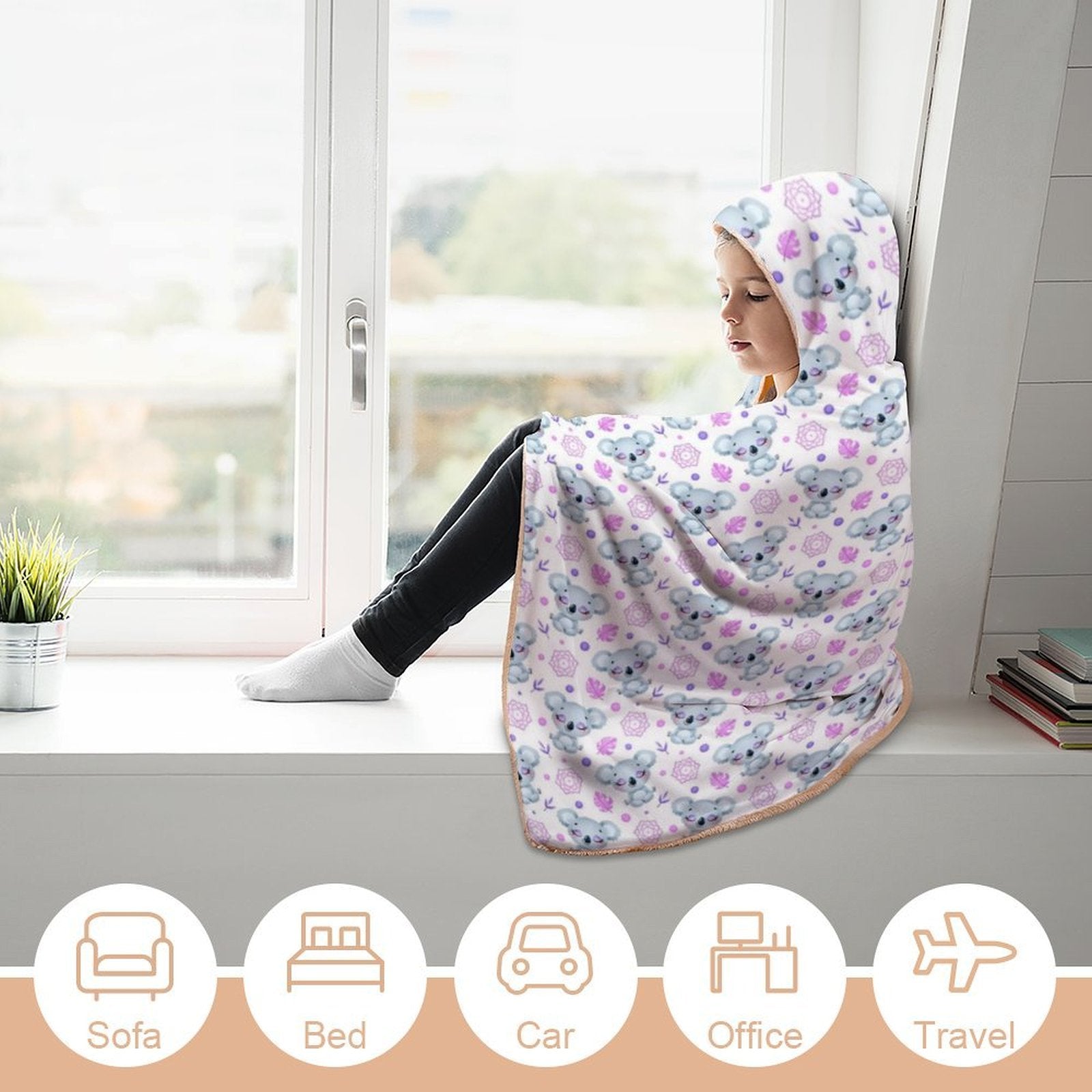 Zen Koala Kids Hooded Blanket 100cm x 130cm