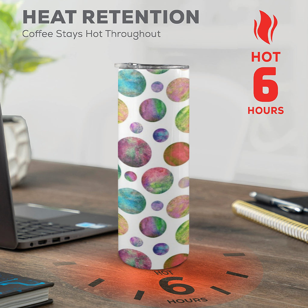 Watercolour Planets 20oz Tall Skinny Tumbler with Lid and Straw