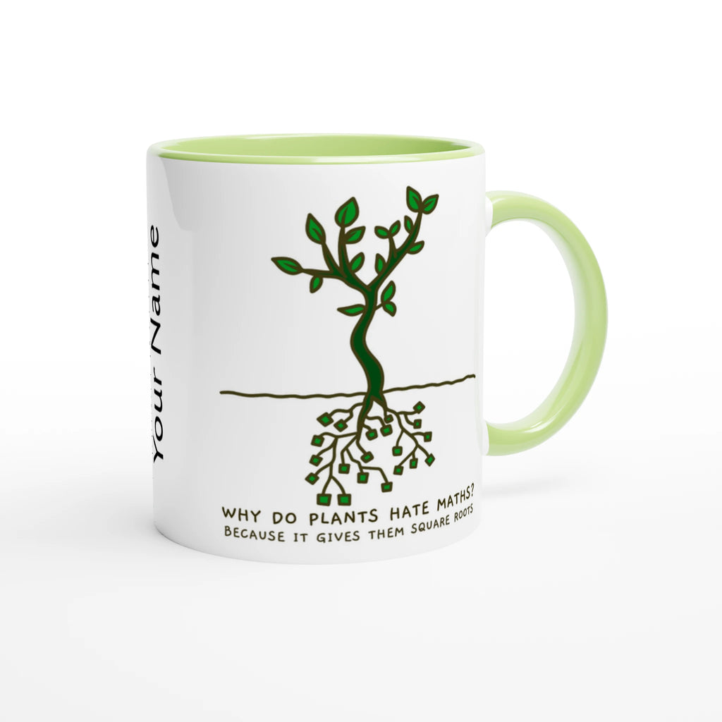 Personalised - Square Roots - White 11oz Ceramic Mug Personalised 11oz Mug customise Globally Fulfilled Maths personalise Plants Science