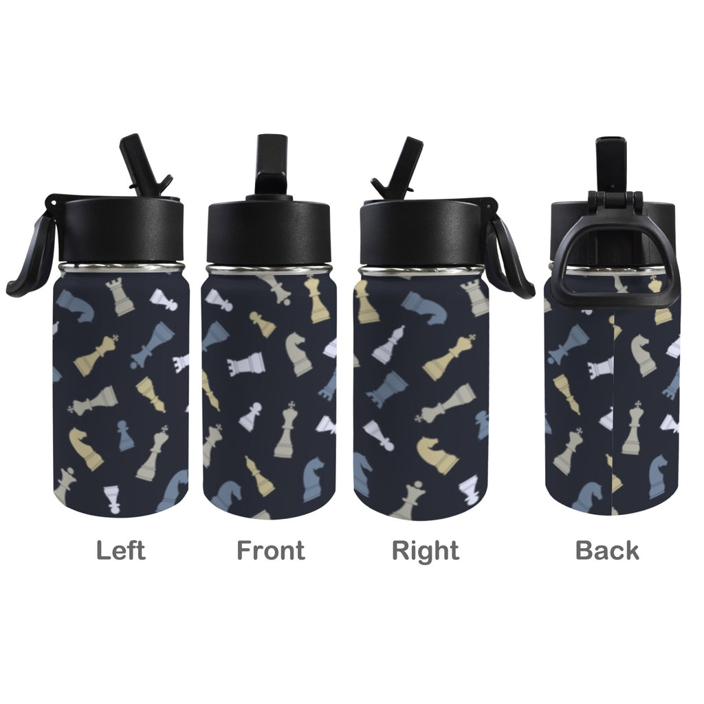 Chess Pattern 12oz Kids Water Bottle with Straw Lid