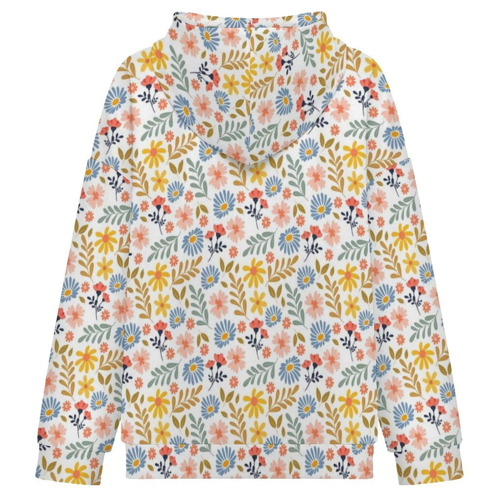 Boho Flowers And Leaves Women's Full-Zip Hoodie