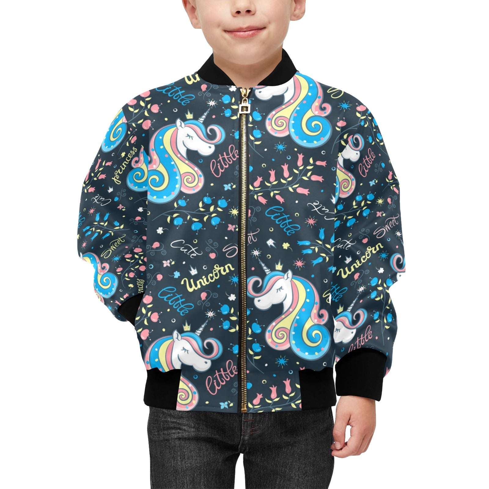 Cute Little Unicorn Kids Bomber Jacket Kids Bomber Jacket animal Printed Offshore