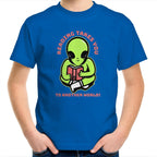 Reading Takes You To Another World, Alien - Kids Youth T-Shirt Bright Royal Kids Youth T-shirt Printed In Australia Reading Sci Fi