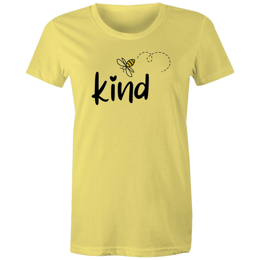 Bee Kind - Womens T-shirt Yellow Womens T-shirt Kindness Printed In Australia