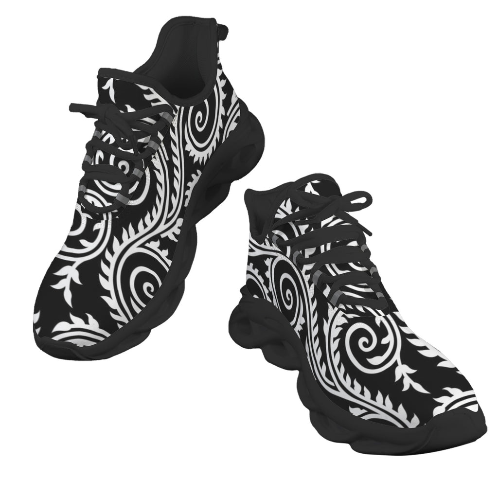 Black And White Swirl Men's Twisted Sole Sneakers