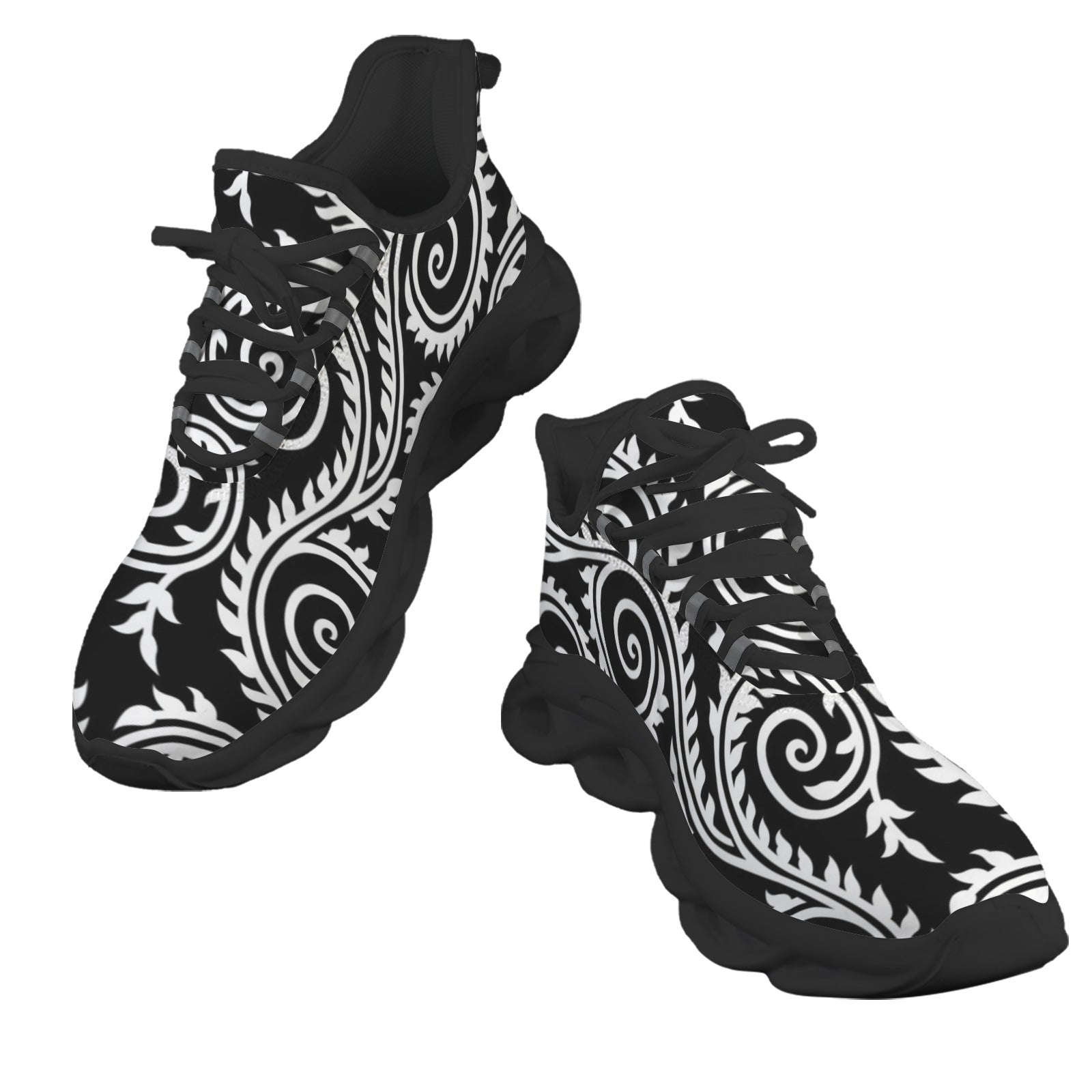 Black And White Swirl Men's Twisted Sole Sneakers