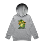 In A While, Crocodile Kid's AS Colour Hoodie Grey Marle Kids Hoodie animal Printed In Australia
