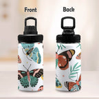 Pretty Moths And Butterflies Kids Water Bottle with Chug Lid (12 oz) Kids Water Bottle with Chug Lid animal Printed Offshore