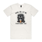 Frazzled Cat, Hang On Let Me Overthink This Men's AS Colour T-shirt Natural Mens T-shirt animal Printed In Australia