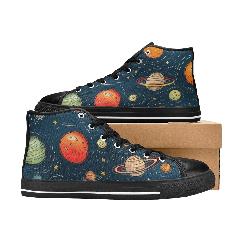Galaxy - Women's High Top Canvas Shoes