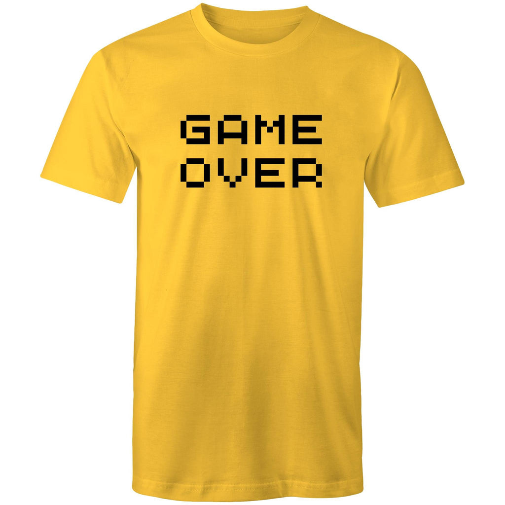 Game Over - Mens T-Shirt Yellow Mens T-shirt Games Printed In Australia