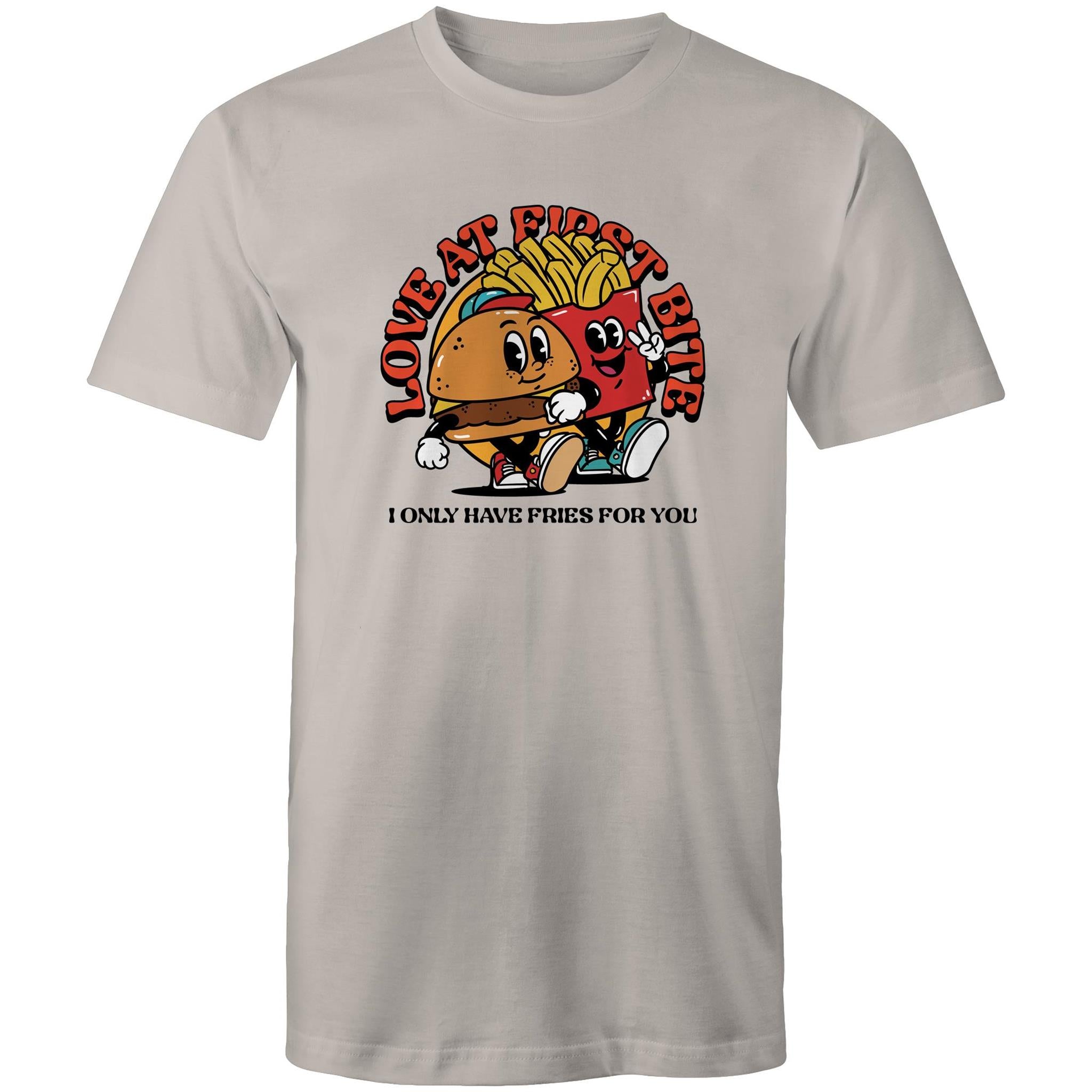 Love At First Bite - Mens T-Shirt Light Grey Mens T-shirt Food Printed In Australia