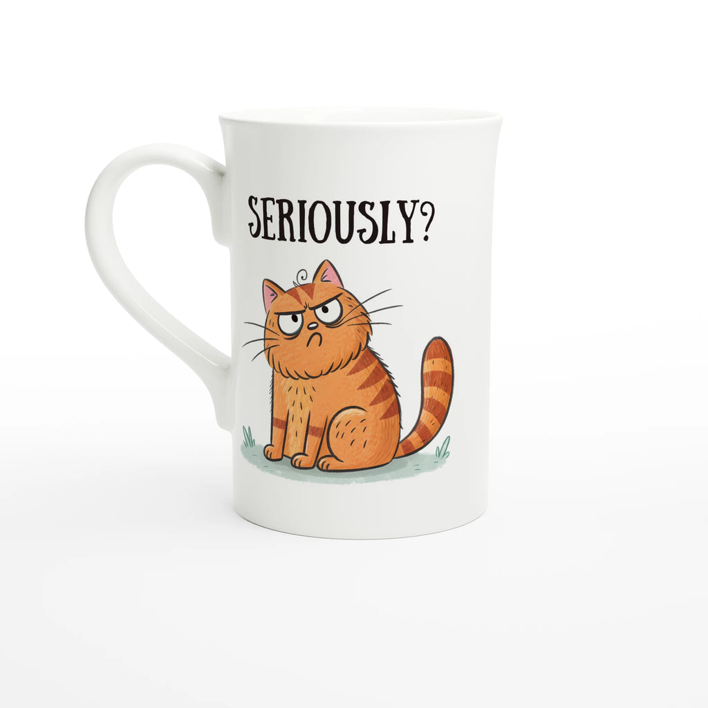 Cat Seriously? - White 10oz Porcelain Slim Mug Default Title Porcelain Mug animal Globally Fulfilled