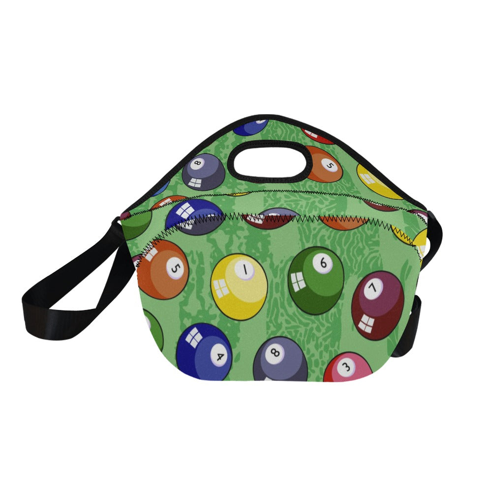 Pool Balls - Neoprene Lunch Bag/Large (Model 1669) Neoprene Lunch Bag Games Printed Offshore