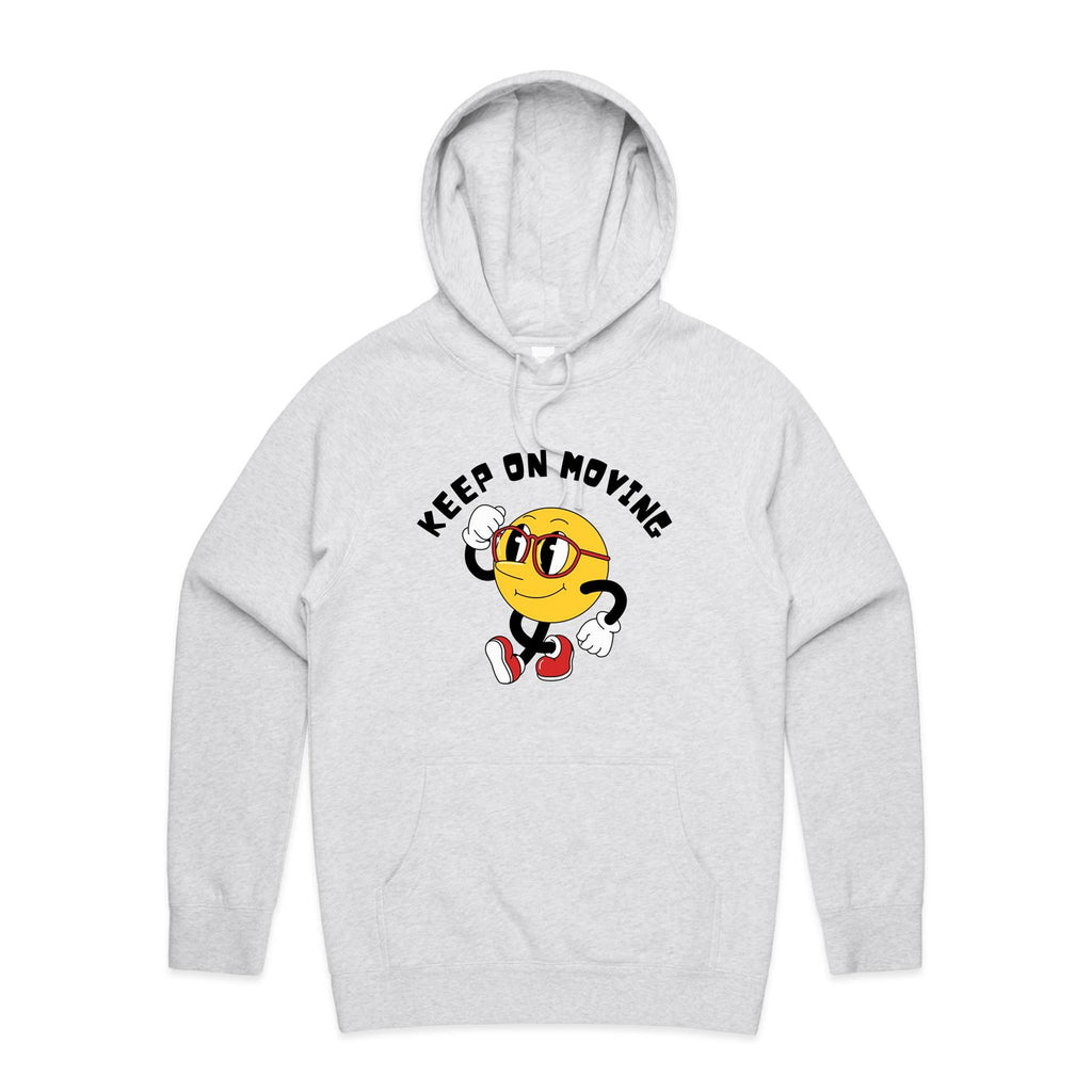 Keep On Moving - Mens Hoodie White Marle Mens Hoodie Fitness Positivity Printed In Australia