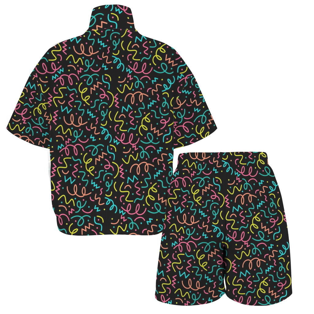 Squiggle Time Women's Windbreaker Short Set Women's Windbreaker Short Set Printed Offshore