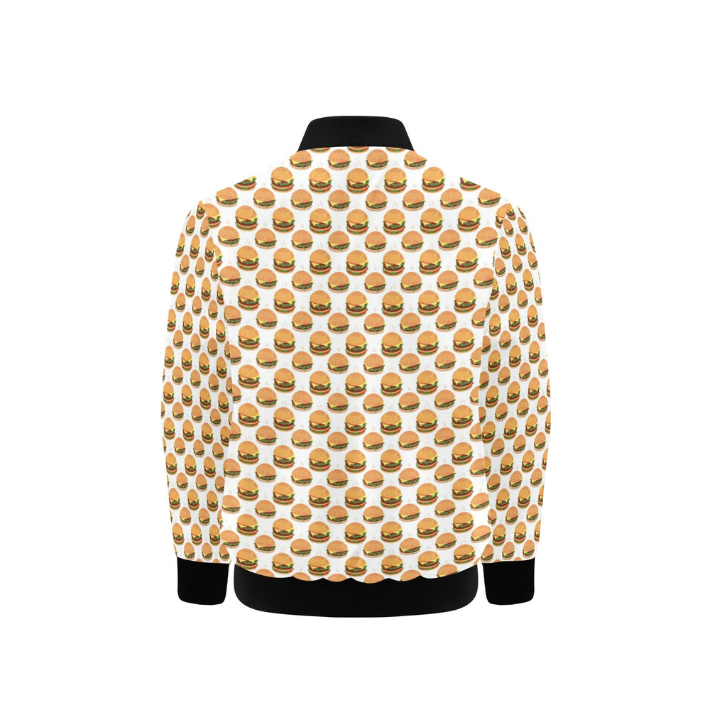 Hamburgers on White Kids Bomber Jacket Kids Bomber Jacket Food Printed Offshore