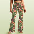 Vintage Hawaiian Floral High Waist Crossover Tummy Control Flare Leggings 5XL High Waist Flare Leggings Plants Printed Offshore