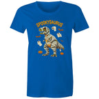 Spookysaurus, Halloween Dinosaur - Womens T-shirt Bright Royal Womens T-shirt Halloween Printed In Australia