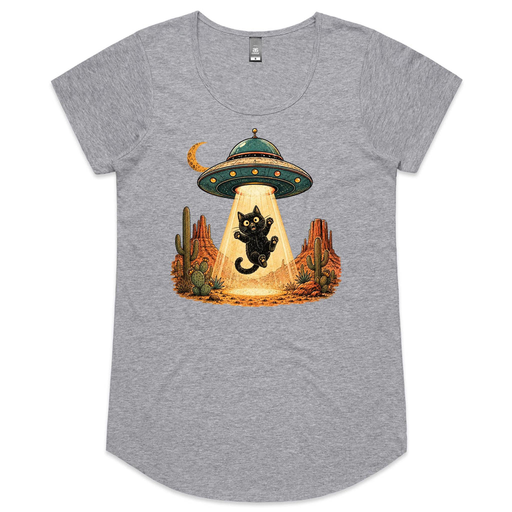 Black Cat Alien UFO Abduction Women's AS Colour Scoop Neck T-Shirt
