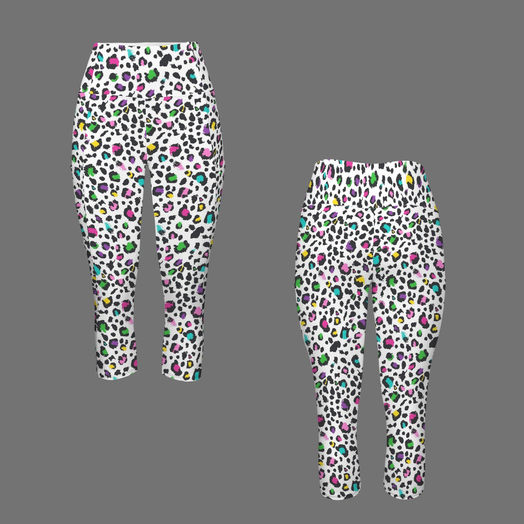 Animal Print In Colour Women's High Waist Pocket Capri Yoga Leggings Women's High Waist Capri Yoga Leggings animal Printed Offshore